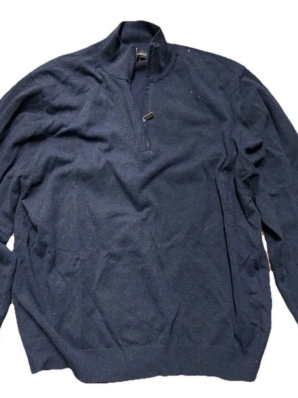 Men’s Tricots St Raphael Navy Blue Quarter Zip Sweater Size XL